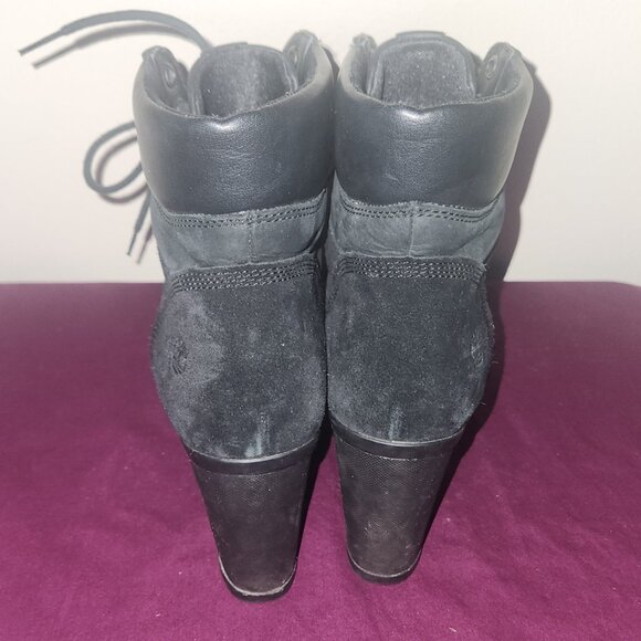 Timberland Camdale black Nubuck suede chunky heeled lace-up boots Size 8 - Picture 7 of 8